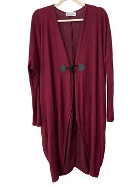 Phierce Fashions Poncho Medium Shawl Sweater Red Brick Toggle Button Acrylic